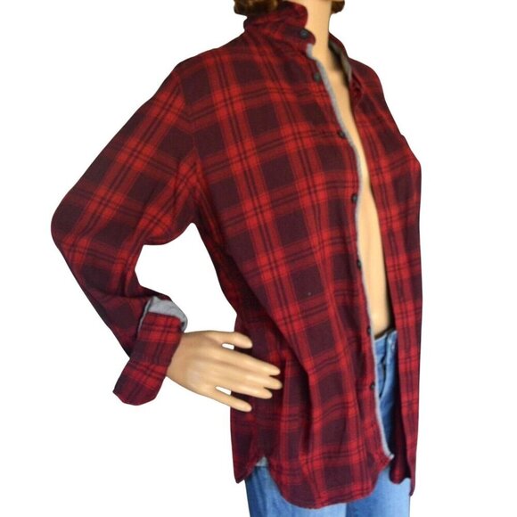 American Rag Red Black Plaid Men's Cotton Button Down Size Medium Fall Western - Picture 2 of 7